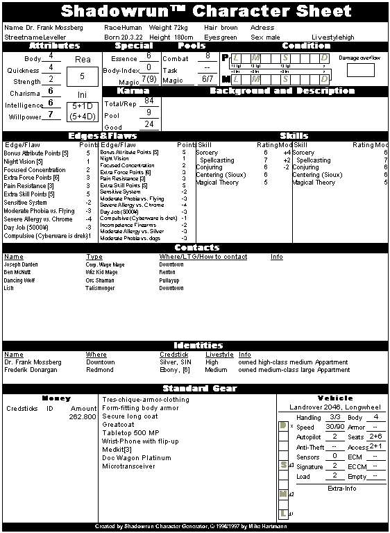 3Rd Edition Character Sheets S